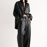 The Leather Sculpted Baggy Pant in Black