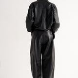 The Leather Sculpted Baggy Pant in Black