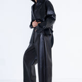 The Leather Sculpted Baggy Pant in Black