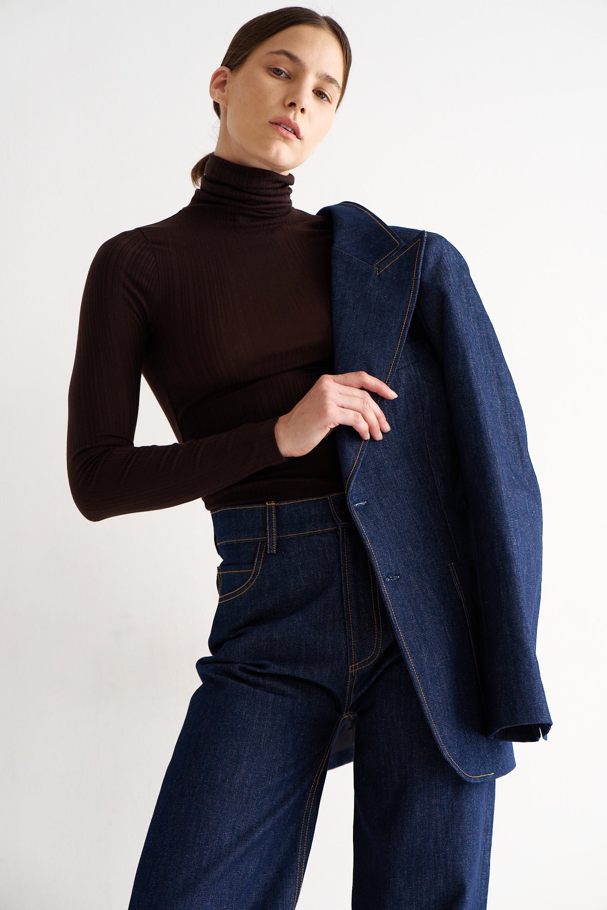 The Rib Turtleneck in Cocoa