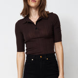 The Slim Polo Tee in Cocoa
