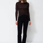 The Long Rib Tee in Cocoa