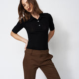 The Slim Polo Tee in Black