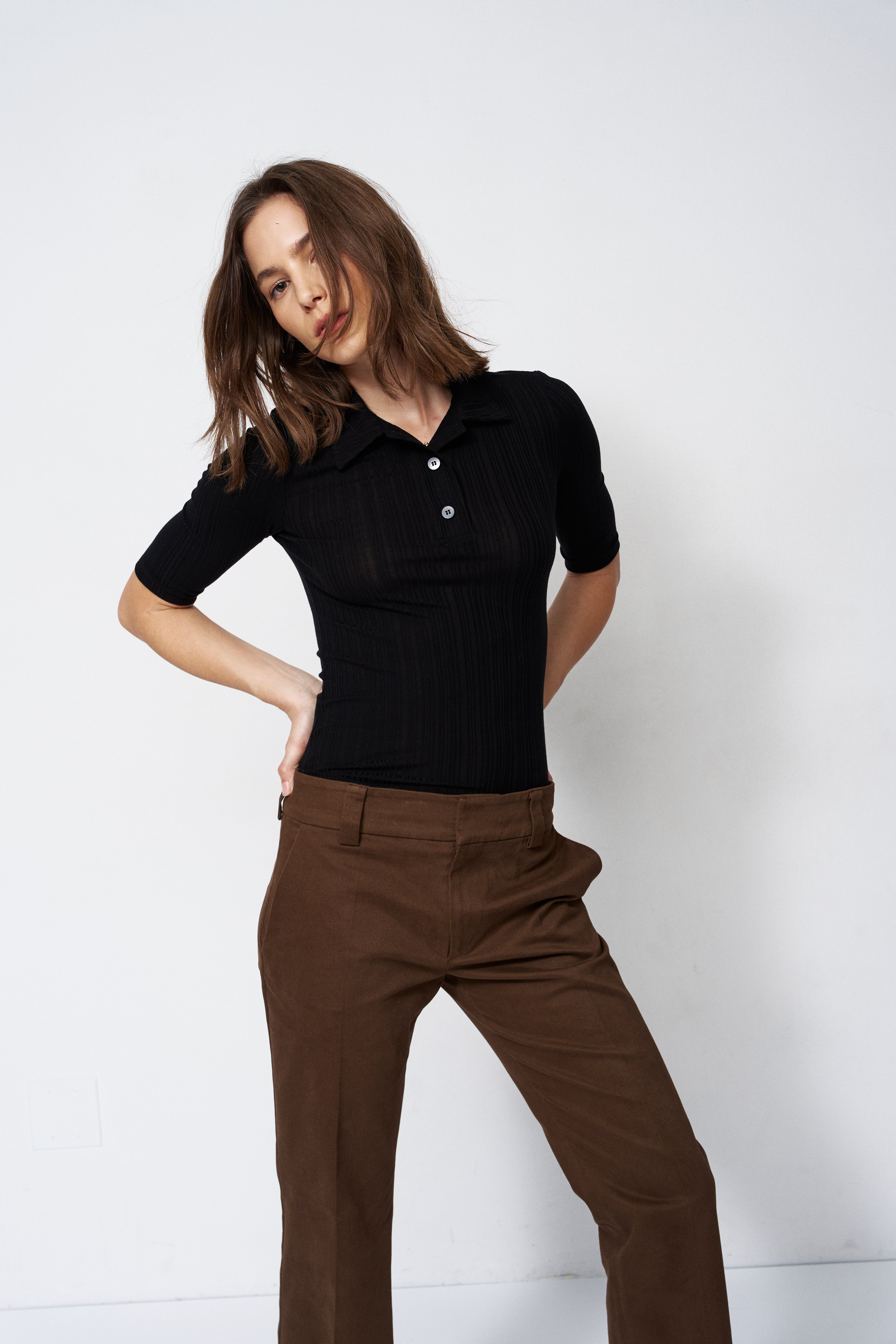 The Slim Polo Tee in Black
