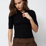 The Slim Polo Tee in Black