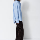 The Asymmetry Shirt in Cornflower Stripe