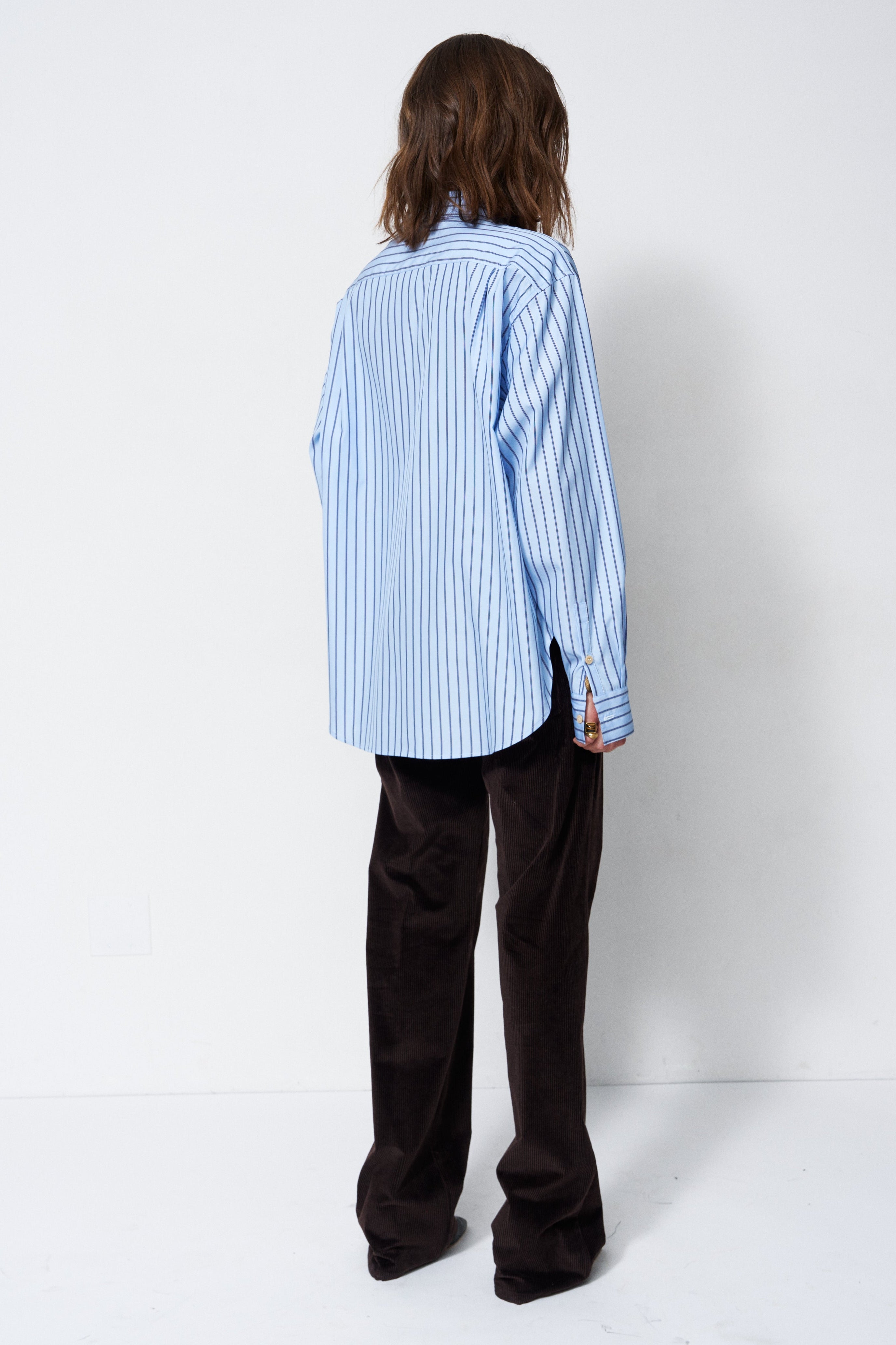 The Asymmetry Shirt in Cornflower Stripe