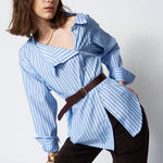 The Asymmetry Shirt in Cornflower Stripe