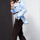 The Asymmetry Shirt in Cornflower Stripe
