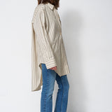 The Many Collars Shirt in Cream Black Stripe