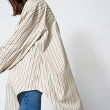 The Many Collars Shirt in Cream Black Stripe