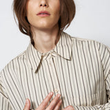The Many Collars Shirt in Cream Black Stripe