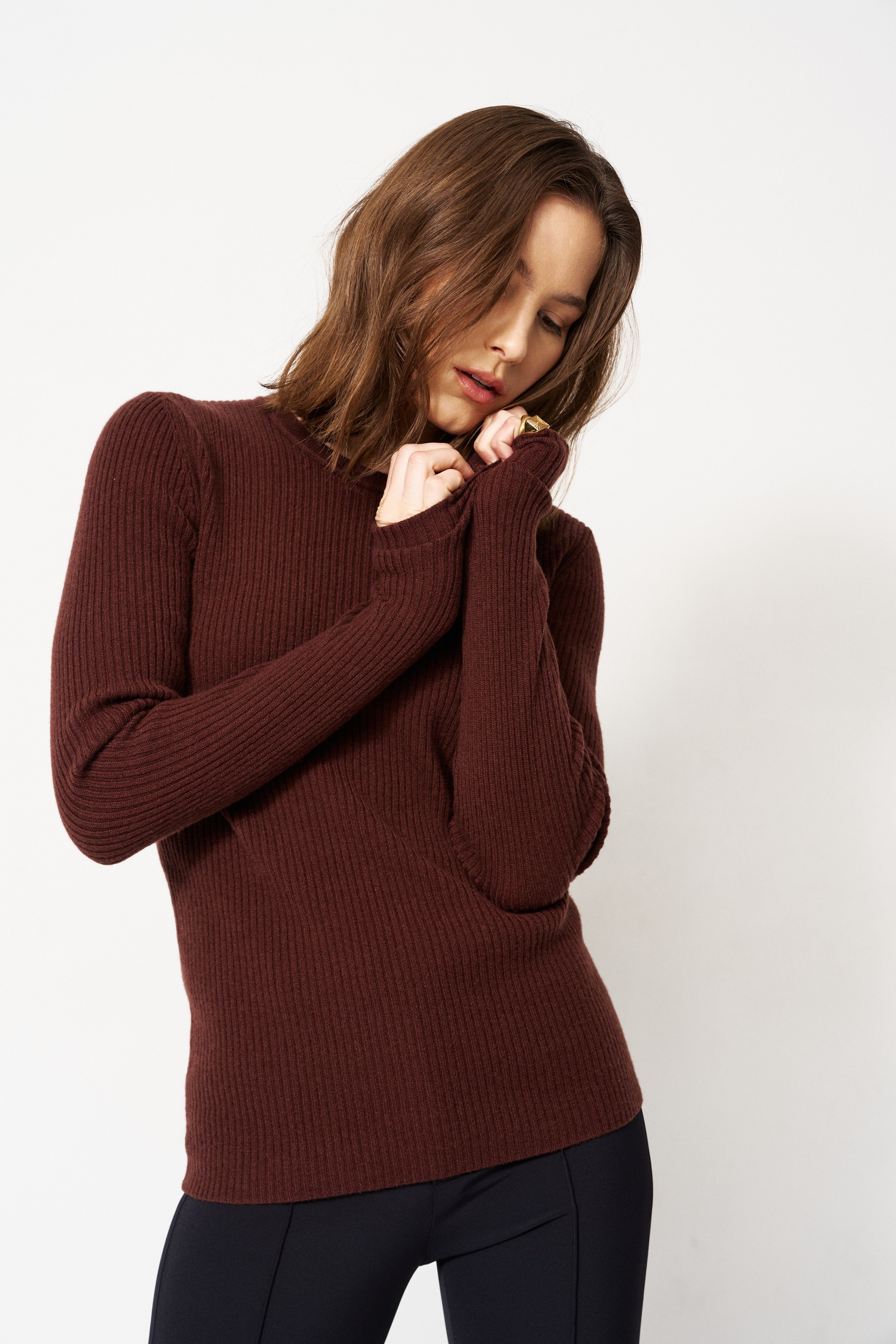 The Rib Slim Sweater in Cinnamon