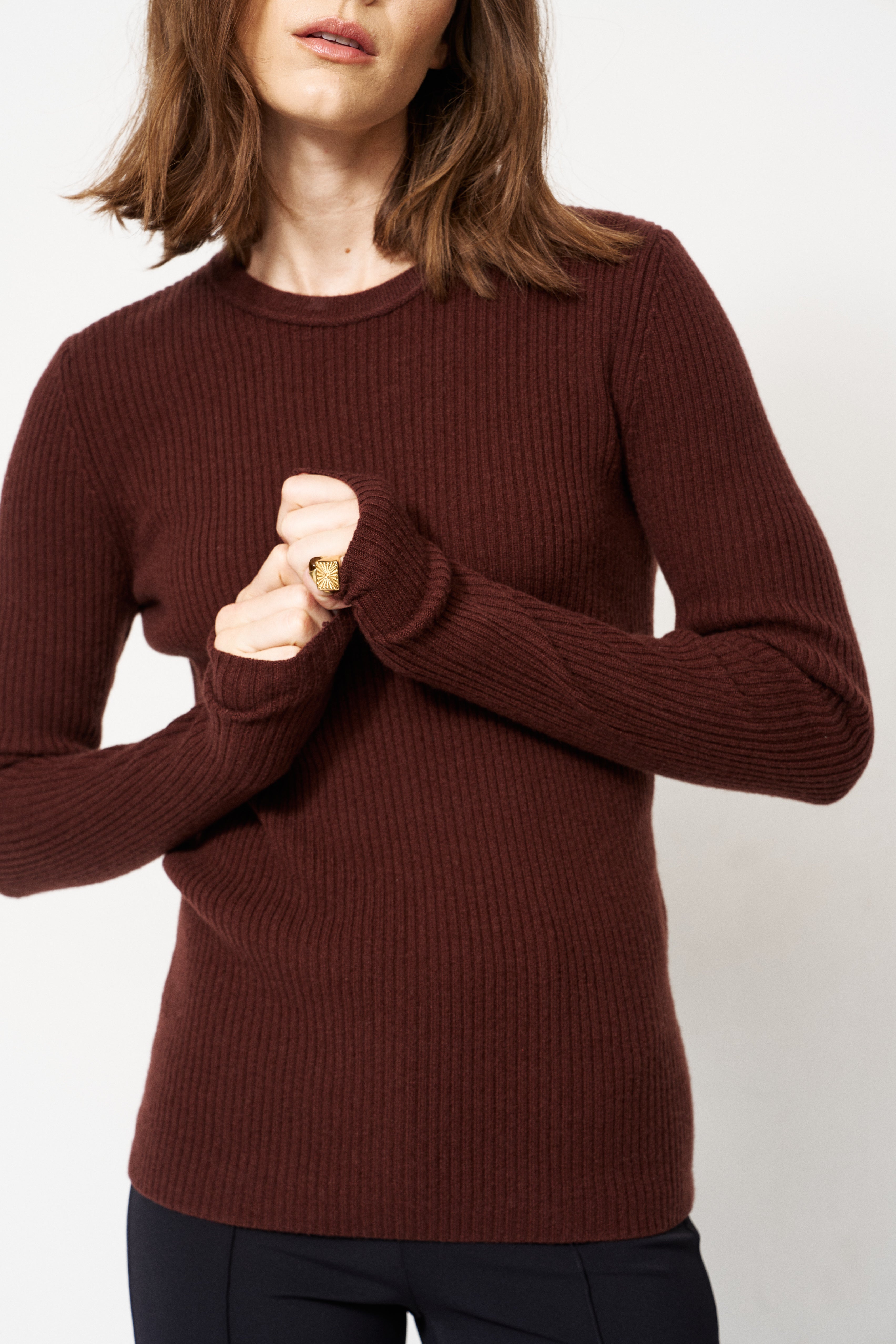 The Rib Slim Sweater in Cinnamon