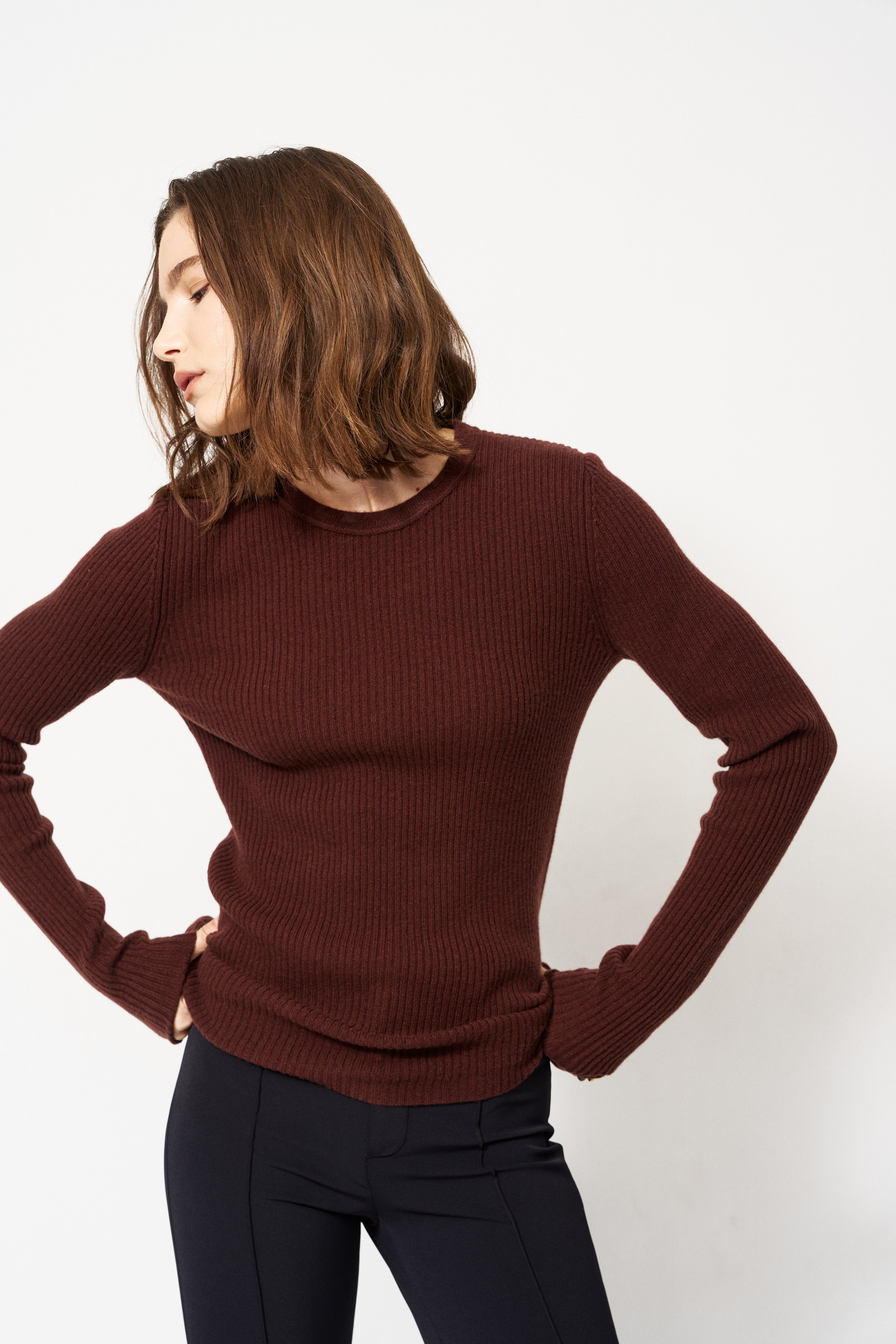 The Rib Slim Sweater in Cinnamon