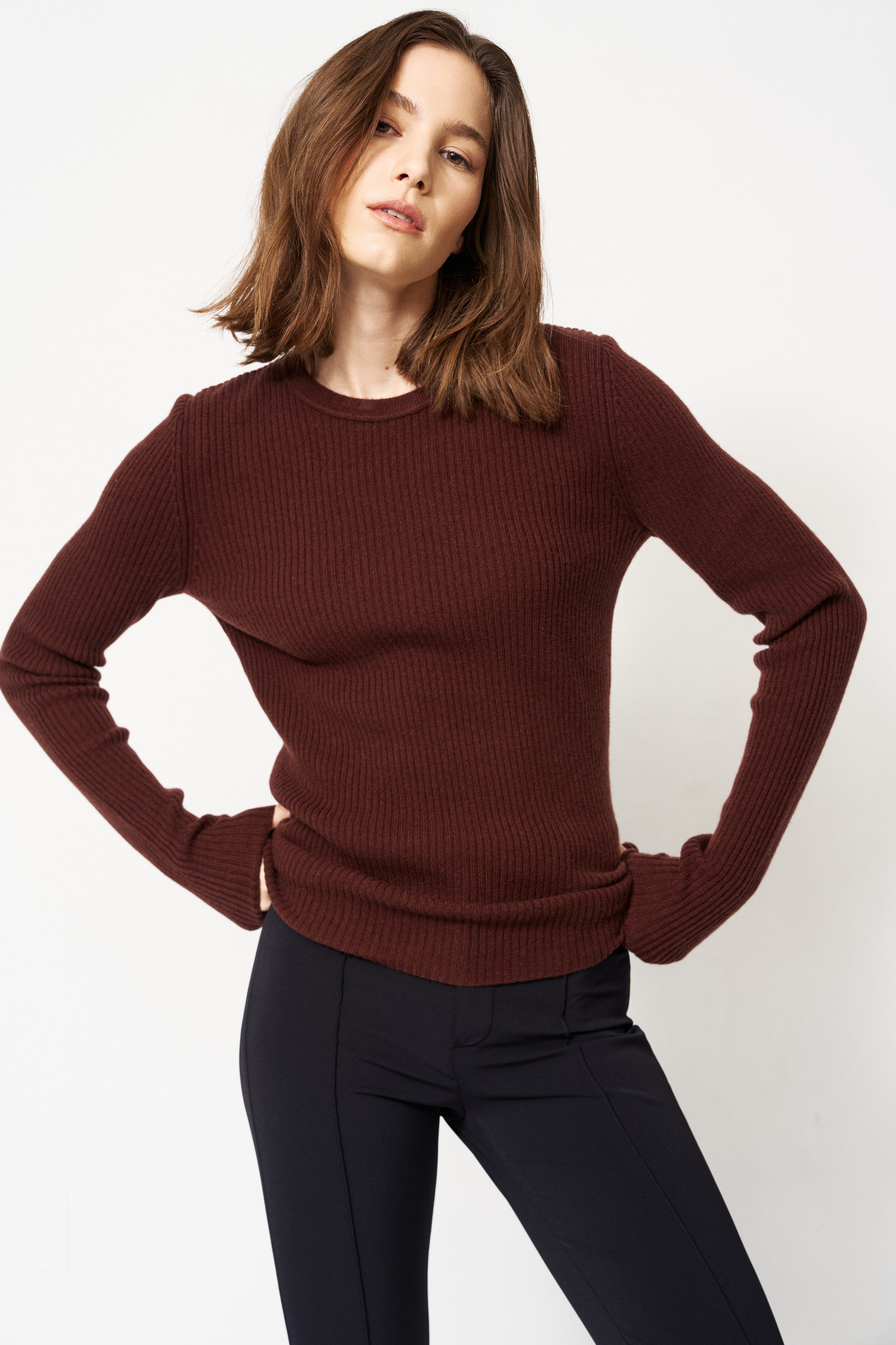 The Rib Slim Sweater in Cinnamon