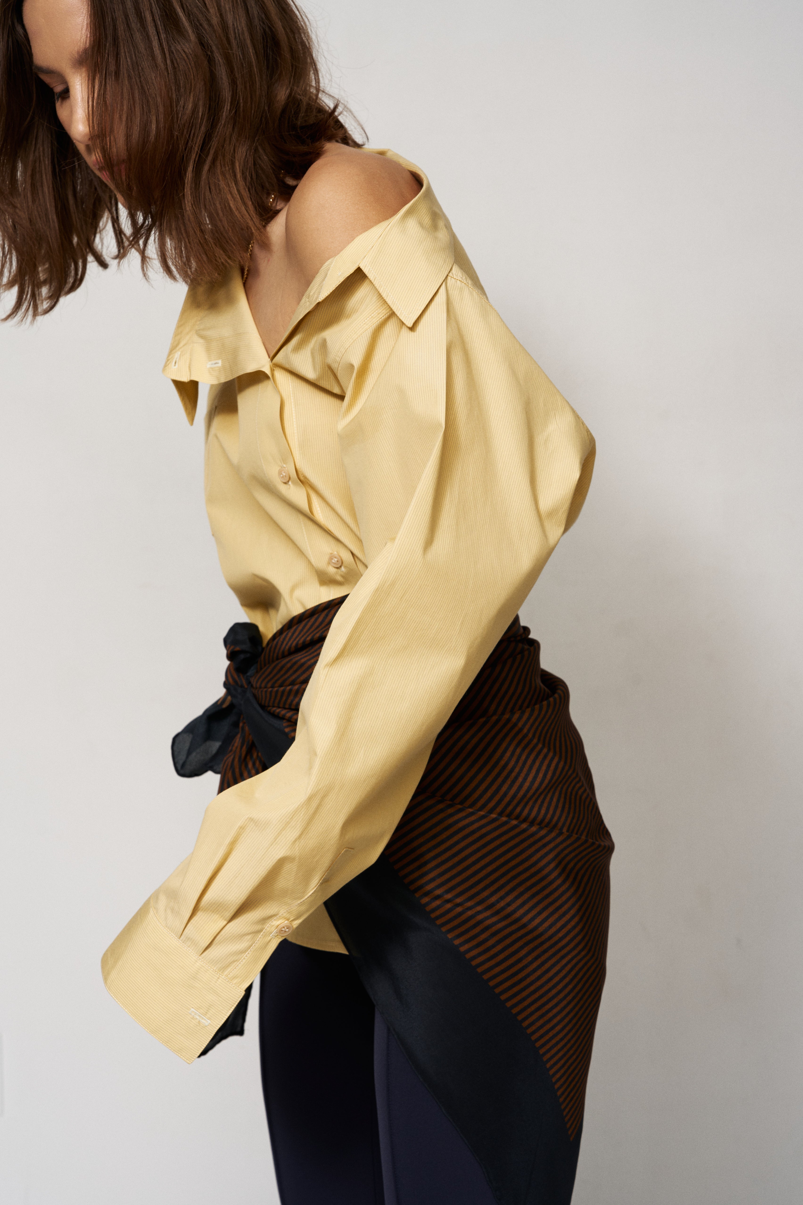 The Asymmetry Shirt in Yellow Baby Stripe