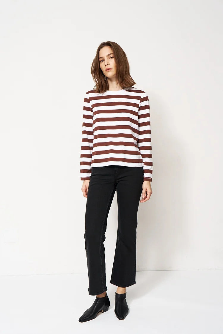 The Capital Tee in Brown Rugby Stripe