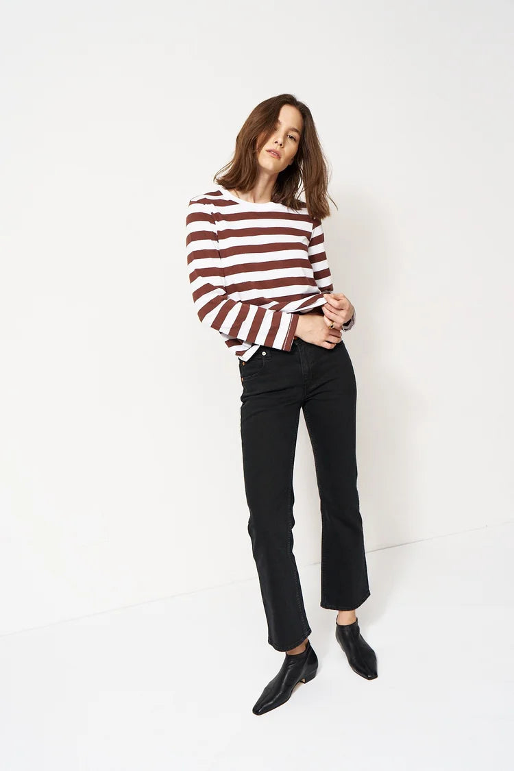 The Capital Tee in Brown Rugby Stripe