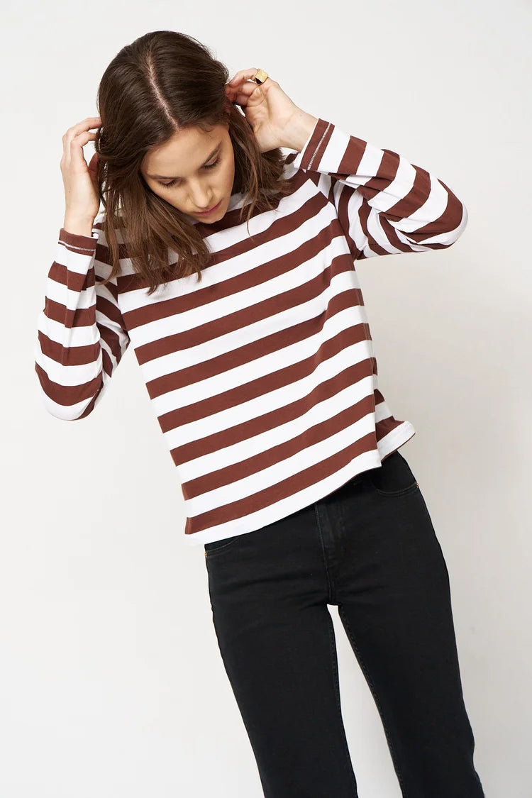 The Capital Tee in Brown Rugby Stripe