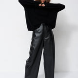 The Leather Sculpted Baggy Pant in Black