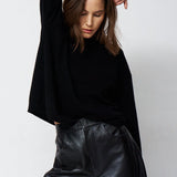 The Boxy Mockneck in Black