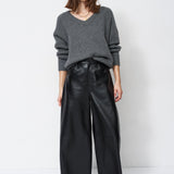 The Leather Sculpted Baggy Pant in Black