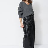 The Leather Sculpted Baggy Pant in Black
