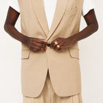 The Vested Blazer in Tan