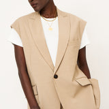 The Vested Blazer in Tan