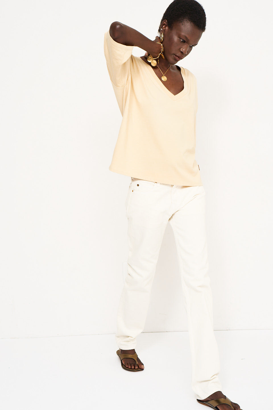 The V Tee in Butter
