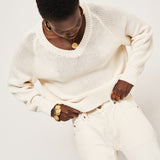 The V Fave in Cotton Cashmere in Ecru