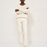 The V Fave in Cotton Cashmere in Ecru