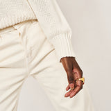 The V Fave in Cotton Cashmere in Ecru
