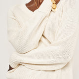 The V Fave in Cotton Cashmere in Ecru