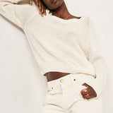 The V Fave in Cotton Cashmere in Ecru