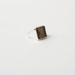 The Nina Flat Signet Ring in Smoky Quartz