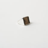 The Nina Flat Signet Ring in Smoky Quartz