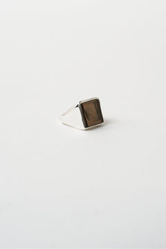 The Nina Flat Signet Ring in Smoky Quartz