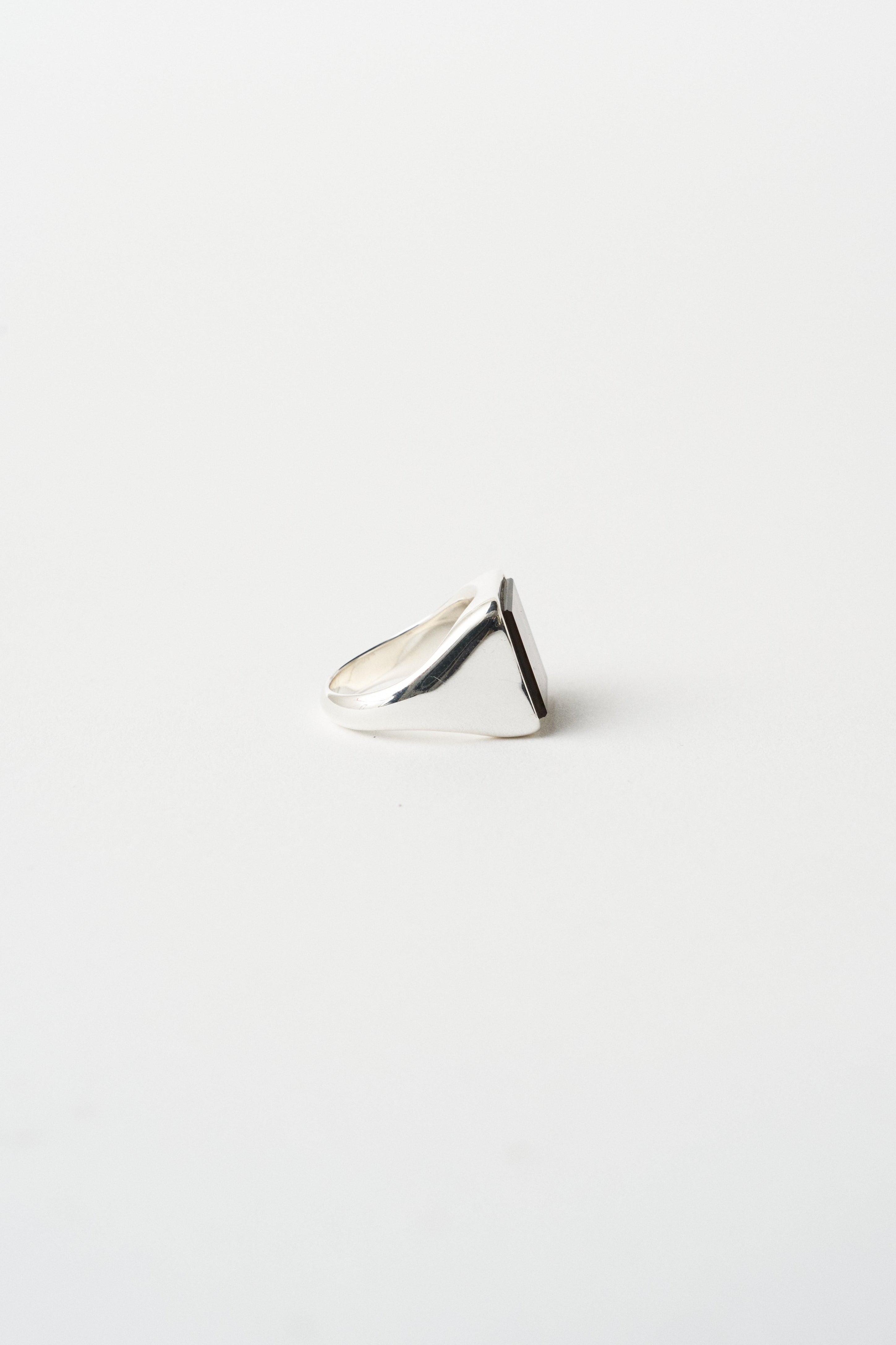 The Nina Flat Signet Ring in Smoky Quartz