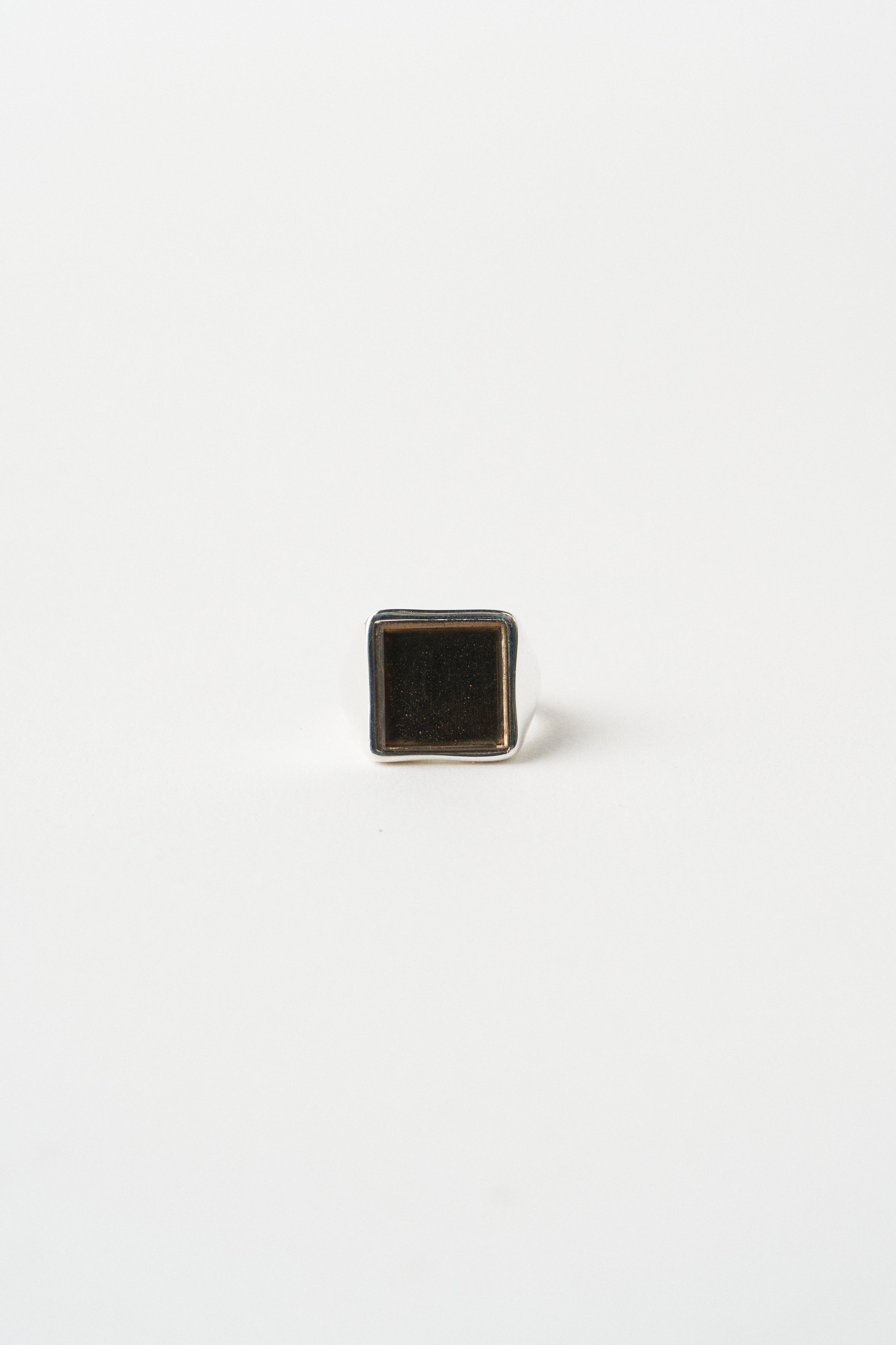 The Nina Flat Signet Ring in Smoky Quartz