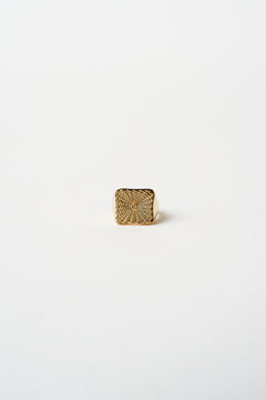 The Chaos Sunburst Square Signet in Gold