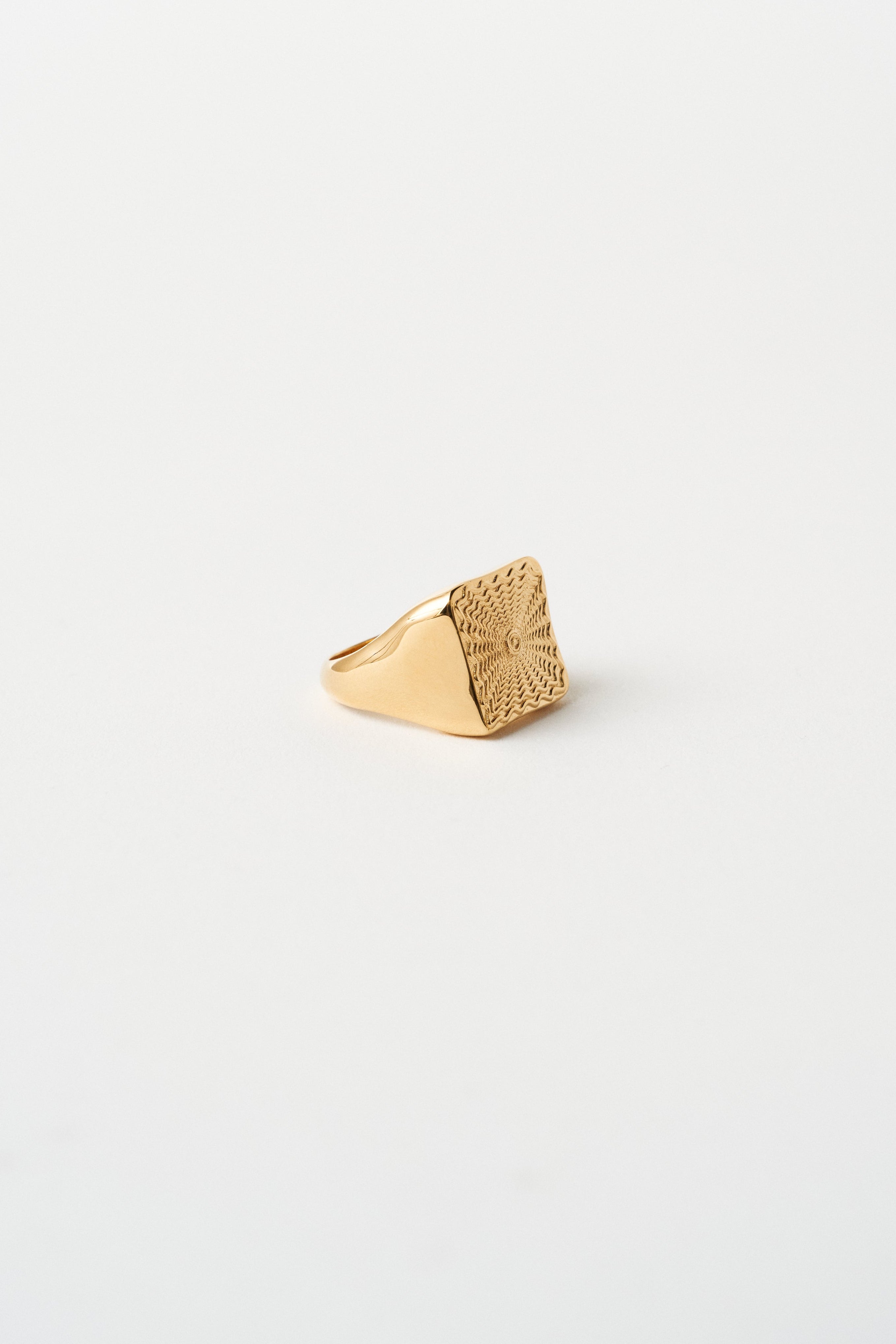 The Chaos Sunburst Square Signet in Gold