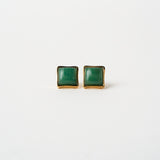 The Cufflink Stud Earring - Large in Dark Green Aventurine