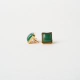 The Cufflink Stud Earring - Large in Dark Green Aventurine
