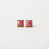 The Cufflink Stud Earring - Large in Rhodochrosite
