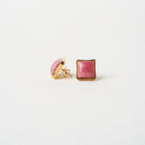 The Cufflink Stud Earring - Large in Rhodochrosite