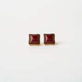 The Cufflink Stud Earring - Large in Red Jasper