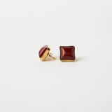 The Cufflink Stud Earring - Large in Red Jasper