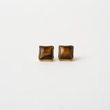 The Cufflink Stud Earring - Large in Tiger's Eye